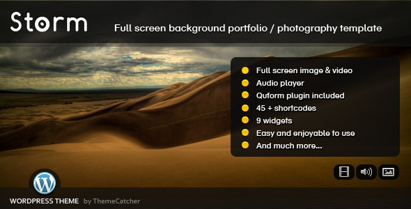 Storm WordPress - Full Screen Background Theme Logo